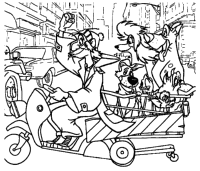 A coloring page of oliver and company